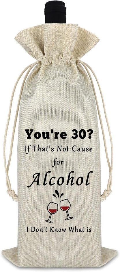 30th Birthday Gifts for Men Women Wine Bag 30th Birthday Decorations Burlap Wine Wrap Bag Birthday Ideas Gift for Him Dad Husband Friends Turning 30 Year Old Gift Christmas Bachelor Party Gift