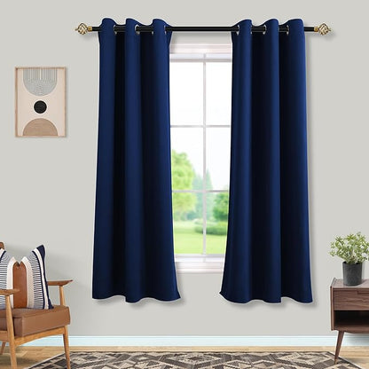 72 Inch Length Navy Blue Curtains for Bedroom 2 Panels Kids Blackout Thermal Insulated Grommet Drapes for Living Room Toddler Boys Decor 72 Inches Long