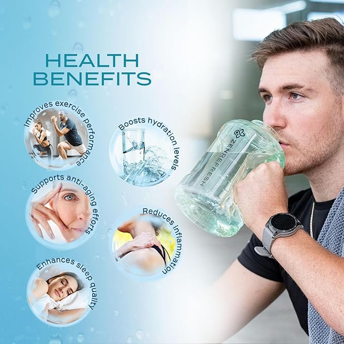 50 Oz Hydrogen Water Bottle, 2024 New SPE/PEM Technology, Large Gym Hydrogen Bottles, Travel Hydrogen Water Bottle Generator With Straw & Additional Cap, USA Brand, Up to 1800 ppb - Green