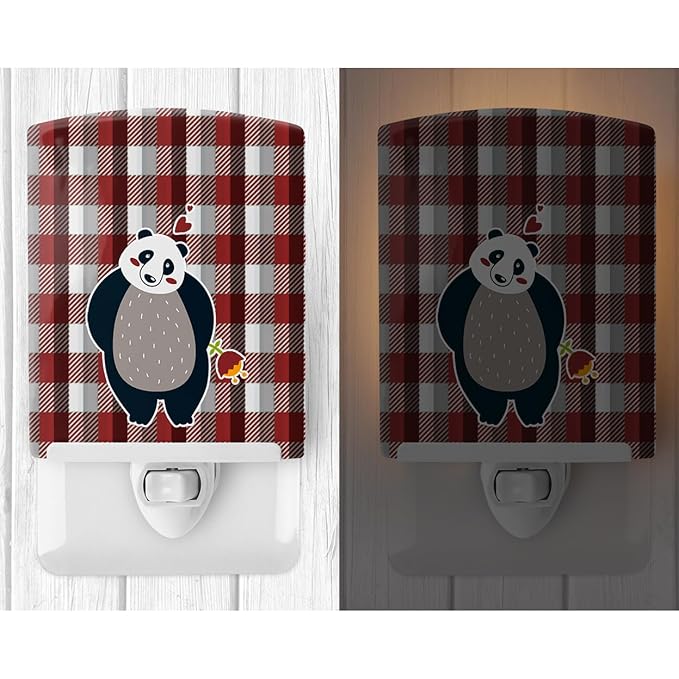 Caroline's Treasures BB6751CNL Panda Love Ceramic Night Light Compact, UL-Certified, Ideal for Bedroom, Bathroom, Nursery, Hallway, Kitchen, 6x4x3, Multicolor