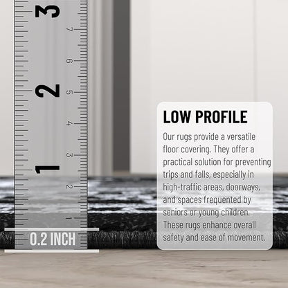 Machine Washable $100 Bill Design Non-Slip Rubberback 22x53 Modern Runner Rug for Hallway, Kitchen, Bedroom, 22" x 53", Black