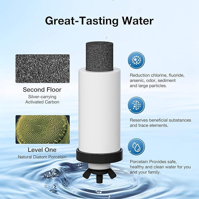 7" Ceramic Filter Activated Carbon Gravity Water Replacement Element (Ceramic Carbon, 2)