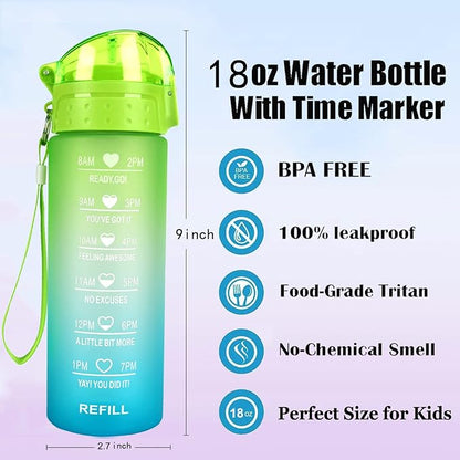 XACIOA Water Bottle with Straw,18oz Plastic Cup with Motivational Time Marker,1L Tritan Sport Lightweight Leakproof BPA-Free,Wide Mouth Fast Flow Ensure You Have Times to Drink,with Straw & Cup Brush