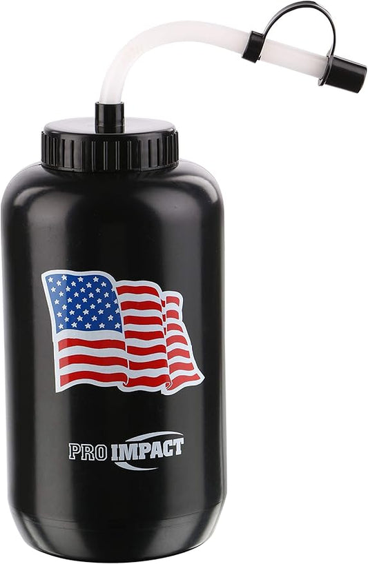 Pro Impact Squeezable Water Bottle Bendable Long Straw - LDPE BPA Free Plastic - Hydration for Baseball Hockey Gym MMA Yoga Boxing Cycling Softball Football Lacrosse (35.5 Oz.)