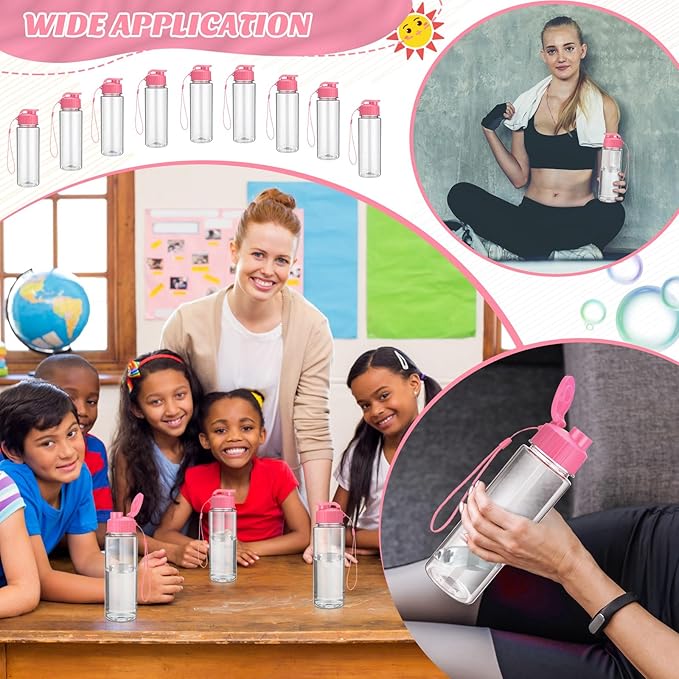 Mifoci 20 Pieces Water Bottle Bulk Plastic Water Bottles Bulk Gym Sports Adults Reusable Large Water Bottles with Leak Proof Flip Top for Party Outdoor(17 oz,Rose Red)