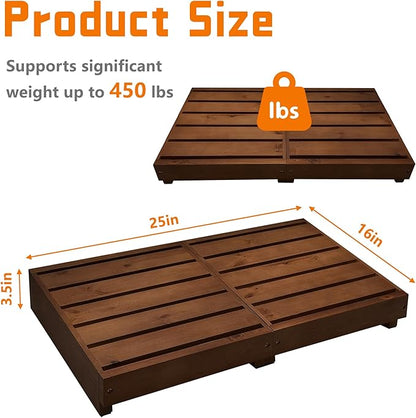 Outdoor Steps 3.5'' Height, Indoor Wooden Step Stool with Non Slip Pads, Step for Outside, Safety Stepping Stool for Hanicap, Kids, Bathroom, Kitchen, Bed (Walnut Color)