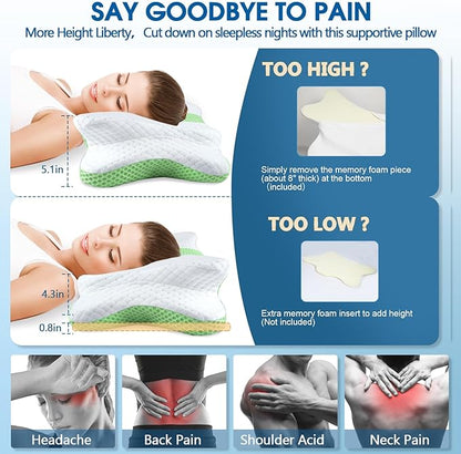 5X Pain Relief Cervical Pillow for Neck and Shoulder Support,Hollow Design Cervical Memory Foam Pillows, Orthopedic Ergonomic Neck Pillow,Contour Bed Pillow for Side,Back,Stomach Sleeper……