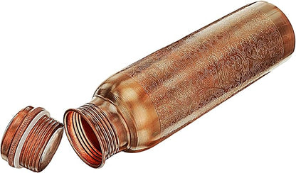 Copper Water Bottle - 34 Oz Large Ayurvedic Pure Copper Vessel For Drinking Leak Proof Antique Copper Bottle For Sport, gym, Yoga, Meditation & Ayurvedic Copper Health Benefits - 1000ml