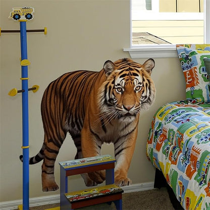 Lifelike Tiger Wall Decal 3D Animals Wall Sticker Safari Wall Decor for Nursery Kid'sroom School Classroom Livingroom Bedroom Bathroom Decoration (Lifelike Tiger 10)