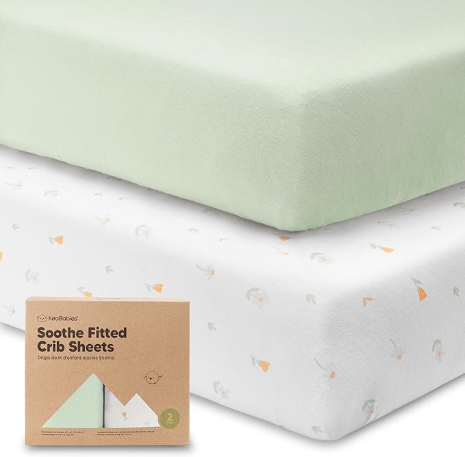 2-Pack Organic Crib Sheets for Boys, Girls - Jersey Fitted Crib Sheet, Baby Crib Sheets Neutral, Crib Mattress Sheet, Cotton Crib Sheets, Breathable Crib Sheet, Baby Mattress Sheets (Wildflowers)