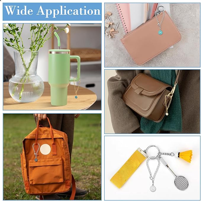 6PCS Letter Charm Accessories for Stanley Cup, Name ID Letter Handle Charm for Stanley Handle Identification Letter Pendant Handle Decoration for Stanley Tumbler Charms (Letter N)