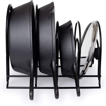 Cuisinel Heavy Duty Pan Organizer - 12.2" - 5 Tier Rack - Holds 50 LB - Cast Iron Skillets, Griddles and Shallow Pots - Durable Steel Construction - Space Saving Kitchen Storage - No Assembly Required