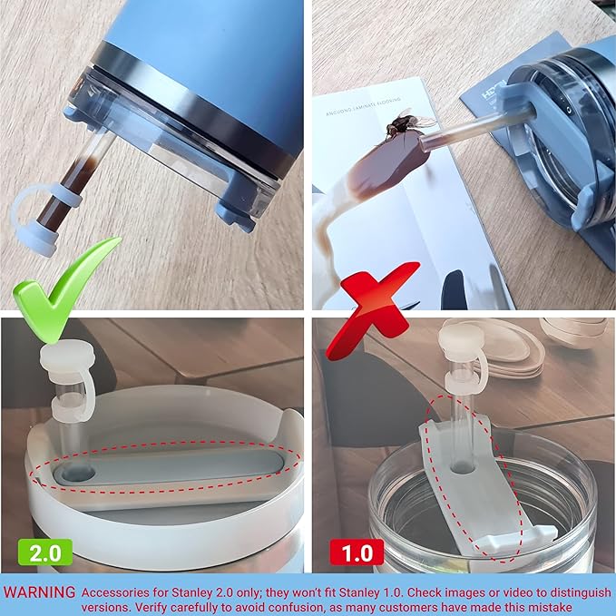 Silicone Spill Stopper Set of 3, Compatible with Stanley Cup 2.0 40oz/30oz, Proof Stopper For Stanley,Tumbler Accessories, Including 2 Straw Cover Caps, 2 Square Spill Stoppers, 2 Round Leak Stopper