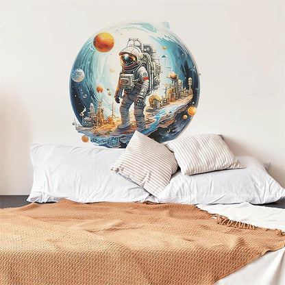 Space Astronaut Wall Stickers, sacinora Outer Space Planet Cosmic Galaxy Wall Decals Removable Vinyl Peel and Stick for Kid Baby Boy Nursery Bedroom Playroom Toddler Room Kindergarten Art Decoration