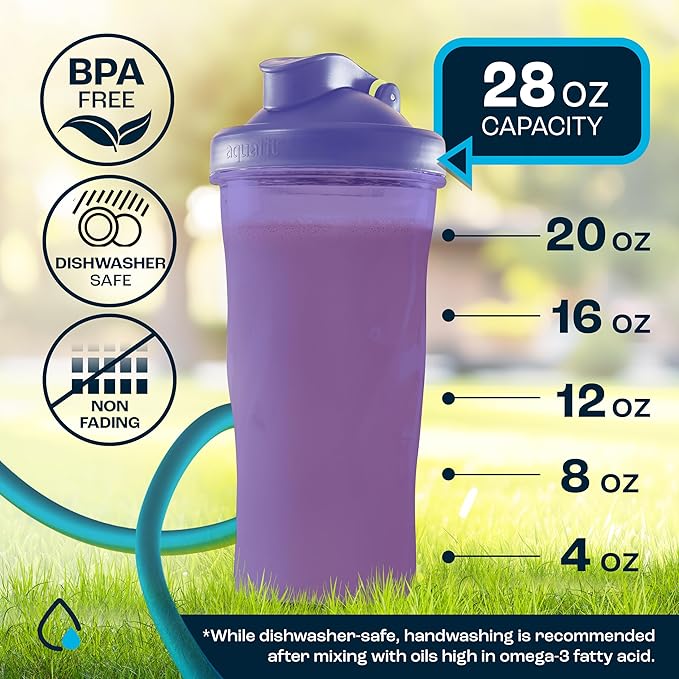 AQUAFIT Protein Shaker Bottle - Shaker Cups For Protein Shakes - Shaker Bottles For Protein Mixes, Protein Shaker Cup Bottle, Workout Shaker Bottle, Protein Shake Bottle, Mixer Bottle (Lilac)