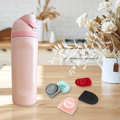 5PCS Replacement Stopper Compatible with Owala FreeSip 19/24/32/40oz, Silicone Anti-Spill Water Bottle Top Lid Replacement Parts, BPA-Free Seal Bottle Cap Mouth Stopper Gasket (Pink)