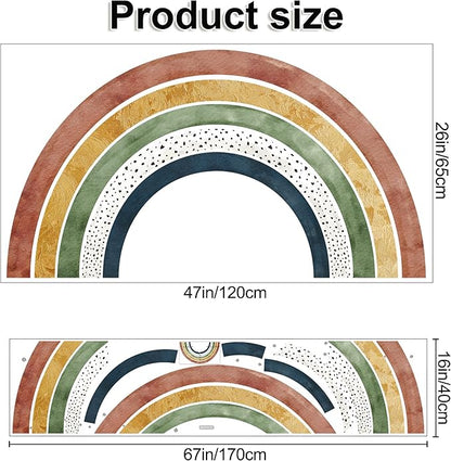 Amaonm Removable 3D Large Colorful Boho Full Rainbow Wall Sticker Peel and Stick Self-Adhesive Colorful Pastel Rainbow Wall Decals Wallpaper for Kids Girls Bedroom Nursery Decoration