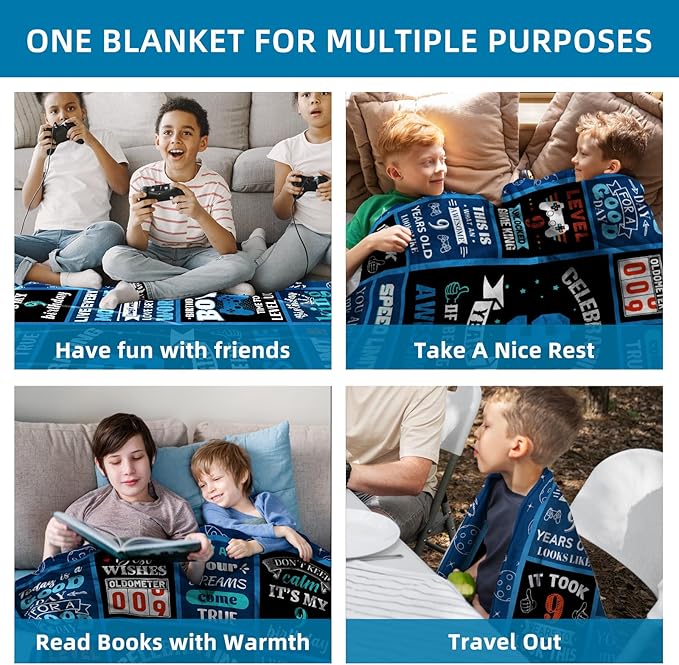 9 Year Old Boy Gifts Birthday Gifts for 9 Year Old Boys, Kids Blanket 60 x 80 Inches Warm Flannel Throw Blankets for Boys 9 Year Old Boy Birthday Gifts Ideas
