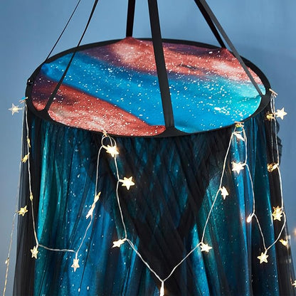 Kertnic Gorgeous Aurora Printed Bed Canopy for Girls & Adults, Room Decorative Cozy Bed Curtain Canopy Drapes, Round Dome Luxurious Lace Princess Canopies Mosquito Netting (Aurora)