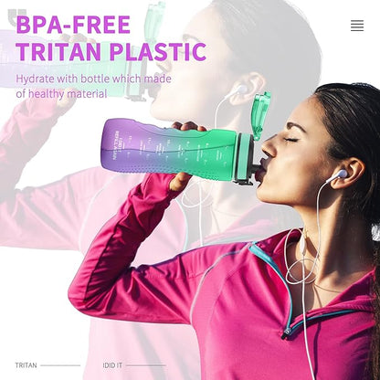 25oz Kids Sports Water Bottles for School with Spout Lid (Green Purple)