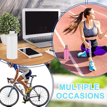 24 Pieces Aluminum Water Bottle 20 oz Lightweight Reusable Water Bottle Bulk Leak Proof Aluminum Water Bottles with Twist Cap and Buckle for Bike Travel Sports Camping (Pink, Blue, White, Yellow)