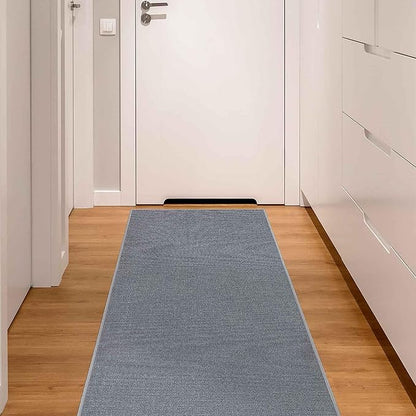 Machine Washable Modern Solid Design Non-Slip Rubberback 3x10 Traditional Runner Rug for Hallway, Kitchen, Bedroom, Living Room, 2'7" x 9'10", Gray