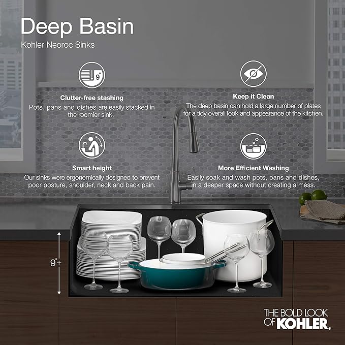 Cairn Undermount Single-bowl Farmhouse Kitchen Sink with Faceted Design