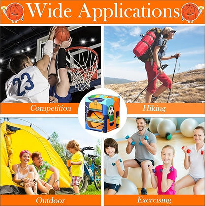 Layhit 8 Pcs Collapsible Basketball Water Bottle 18oz Basketball Cups Gifts for Kids Silicone Portable Leakproof Folding Water Bottle with Hook for Sports School Travel