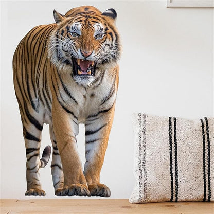Lifelike Tiger Wall Decal 3D Animals Wall Sticker Safari Wall Decor for Nursery Kid'sroom School Classroom Livingroom Bedroom Bathroom Decoration (Lifelike Tiger)