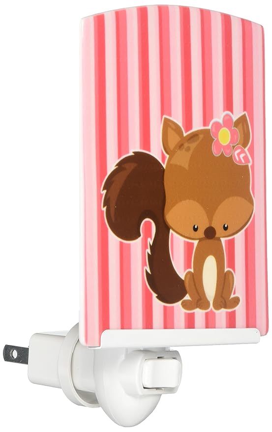 Caroline's Treasures BB7094CNL Squirrel with Flowers Ceramic Night Light Compact, UL-Certified, Ideal for Bedroom, Bathroom, Nursery, Hallway, Kitchen, 6x4x3, Multicolor