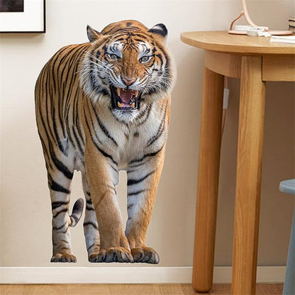 Lifelike Tiger Wall Decal 3D Animals Wall Sticker Safari Wall Decor for Nursery Kid'sroom School Classroom Livingroom Bedroom Bathroom Decoration (Lifelike Tiger)