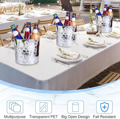 Plastic Ice Bucket Clear Flower Vases 6L Large Champagne Beer Buckets Classic Transparent Wine Chiller Tub Portable Wine Cooler Bucket Multipurpose Trash Can Wastebasket for Party Bar Kitchen (24 Pcs)