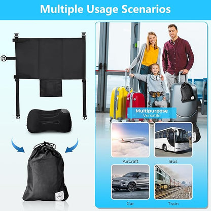 Airplane Seat Extender for Kids with Pillow - Toddler Travel Bed & Toddler Airplane Bed - Must Have for Travel with Kids - Inflatable Foot Rest Airplane & Airplane Kids Bed -Toddler Travel Essential