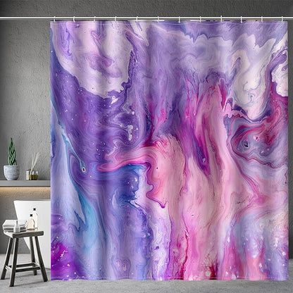 Aimego Purple Shower Curtain Pink and Purple Tie Dye Marble Shower Curtains Set with 12 Hooks for Bathroom Decor Accessories Bathtub Curtain, 72"x72"