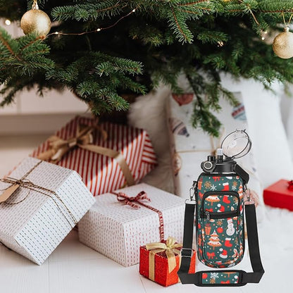 64oz Glass Water Bottle with Straw and Sleeve Half Gallon Motivational Water Bottle with Time Marke and Strap 2L Leakproof Borosilicate Water Jug for Gym Outdoors Christmas Gifts for Women