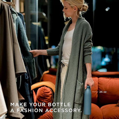 LARS NYSØM Stainless Steel Insulated Water Bottle 12oz 17oz 25oz 34oz 51oz | BPA-free Insulated Thermo Flask for Hot and Cold Beverages | Leakproof Drinking Bottle (Pumpkin Orange, 34oz)