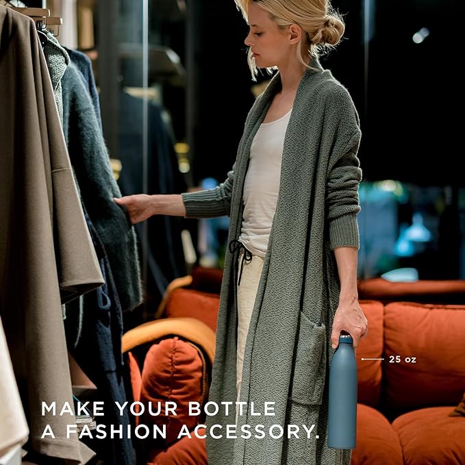 LARS NYSØM Stainless Steel Insulated Water Bottle 12oz 17oz 25oz 34oz 51oz | BPA-free Insulated Thermo Flask for Hot and Cold Beverages | Leakproof Drinking Bottle (Aqua Turquoise, 34oz)