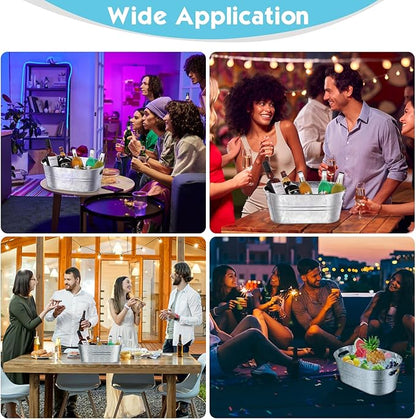 4 Pack Metal Ice Bucket, Galvanized Tub Ice Buckets For Parties, 4 Gallon Large Ice Bucket, With 2 Ice Bucket & 2 Tongs Cooler Bucket, For Festive Party Drink Cocktail Bar Champagne Bottle Bucket