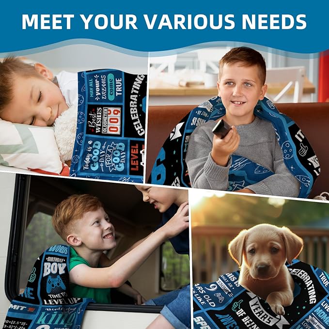 9 Year Old Boy Gifts Birthday Gifts for 9 Year Old Boys, Kids Blanket 50 x 60 Inches Warm Flannel Throw Blankets for Boys 9 Year Old Boy Birthday Gifts Ideas