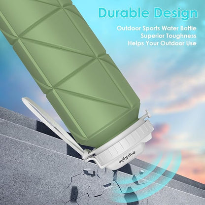 690ML Collapsible Water Bottles Reusable Leak Proof Silicone Water Bottle BPA Free Durable Foldable Sports Bottles & straw 23oz Lightweight Bottle for Gym Hiking Biking Camping Travel Bottle