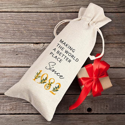 42 Birthday Gift | 42 Birthday Wine Bag Gift |Making The World A Better Place Since 1982 | 42 Birthday Gifts for Her Sister | 42 Years Old Gift Idea Wine Bag | Birthday Party Favors 11WB40