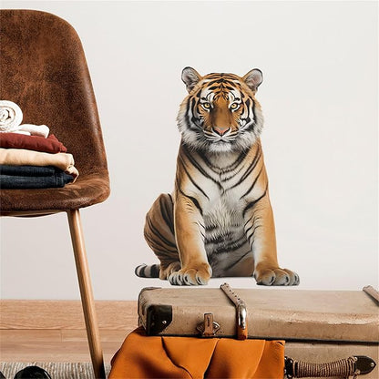 Lifelike Tiger Wall Decal 3D Animals Wall Sticker Safari Wall Decor for Nursery Kid'sroom School Classroom Livingroom Bedroom Bathroom Decoration (Lifelike Tiger 8)