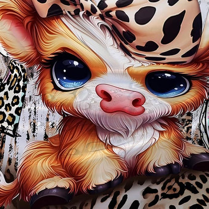 AILONEN Cartoon Yak Shower Curtain Set, Kids Leopard Print Love Yak Waterproof Fabric Shower Curtain for Bathroom Decor,Bow Tie Yak Cloth Bath Curtain Set with Plastic Hooks,36" Wx72 H