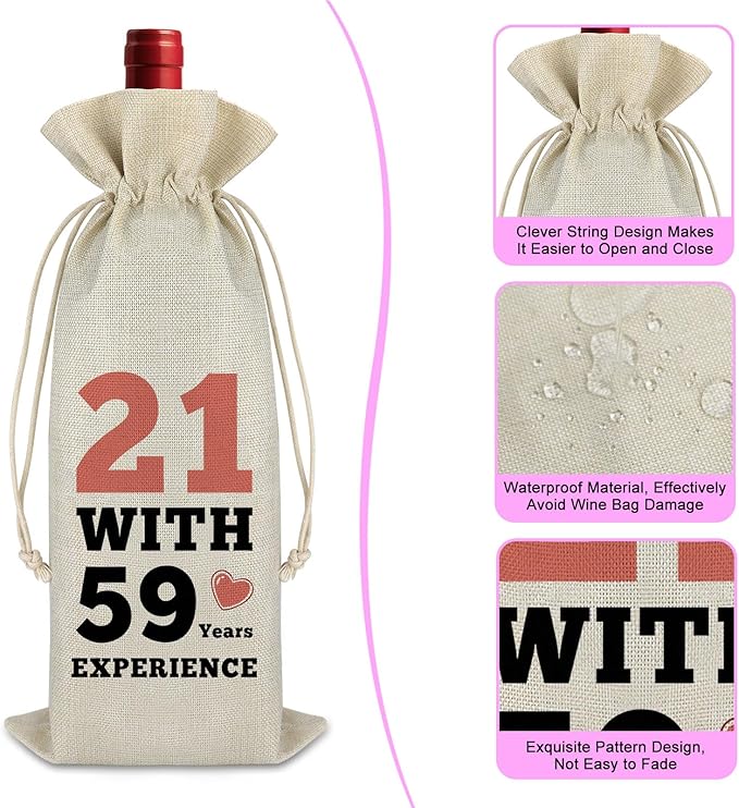 80th Birthday Gifts for Women Men Wine Bag Funny 80th Year Old Gifts for Parents Grandparents 80th Birthday Party Decors Champagne Wine Gift Bag Happy Birthday Gift Drawstring Burlap Wine Bag