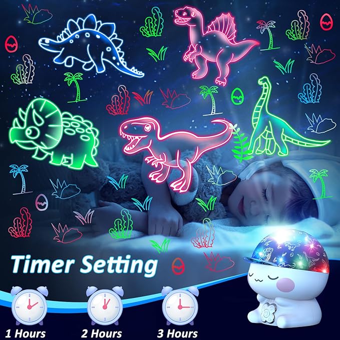 Dinosaur Night Light for Kids Room,Girl Dinosaur Toy,Dino Projection Kids Toys for 1-12 Year Olds Girls.Birthday Holiday Chirstmas Dinosaur Gifts for 3-8 Year Old Girls,Girls Room Decoration