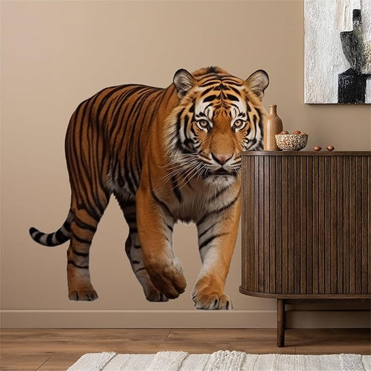 Lifelike Tiger Wall Decal 3D Animals Wall Sticker Safari Wall Decor for Nursery Kid'sroom School Classroom Livingroom Bedroom Bathroom Decoration (Lifelike Tiger 10)