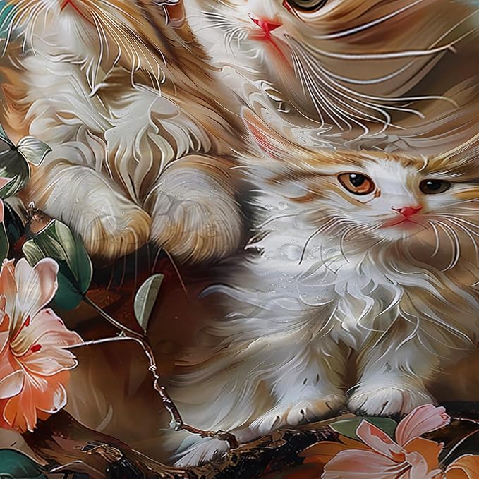 AILONEN 3D Kawaii Cat Shower Curtain Set,Cat Lovers Animal Waterproof Fabric Bath Curtain for Kids Girls Boys,Pink Cherry Blossom Shower Curtains for Bathroom Decor, 72" W*96" H