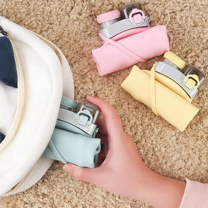 THAIOXYH® Collapsible Water Bottles 20oz Reuseable Leakproof BPA Free Silicone Foldable Water Bottles for Traveling Running Hiking Camping Sports