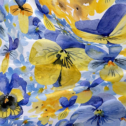 AILONEN Watercolor Flowers Shower Curtain,Purple and Yellow Flowers Theme Waterproof Fabric Shower Curtain for Girls Kids Teens, 72" W*96" H Patchwork Flower Shower Curtain Sets