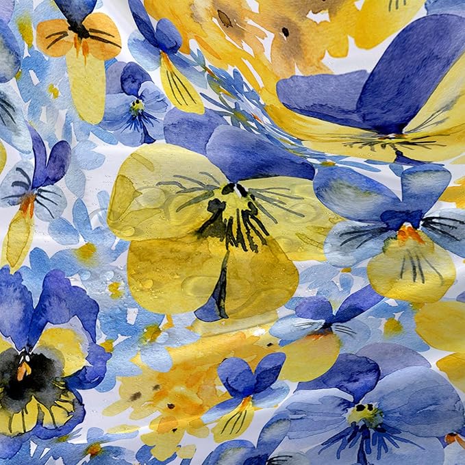 AILONEN Watercolor Flowers Shower Curtain,Purple and Yellow Flowers Theme Waterproof Fabric Shower Curtain for Girls Kids Teens, 72" W*84" H Patchwork Flower Shower Curtain Sets